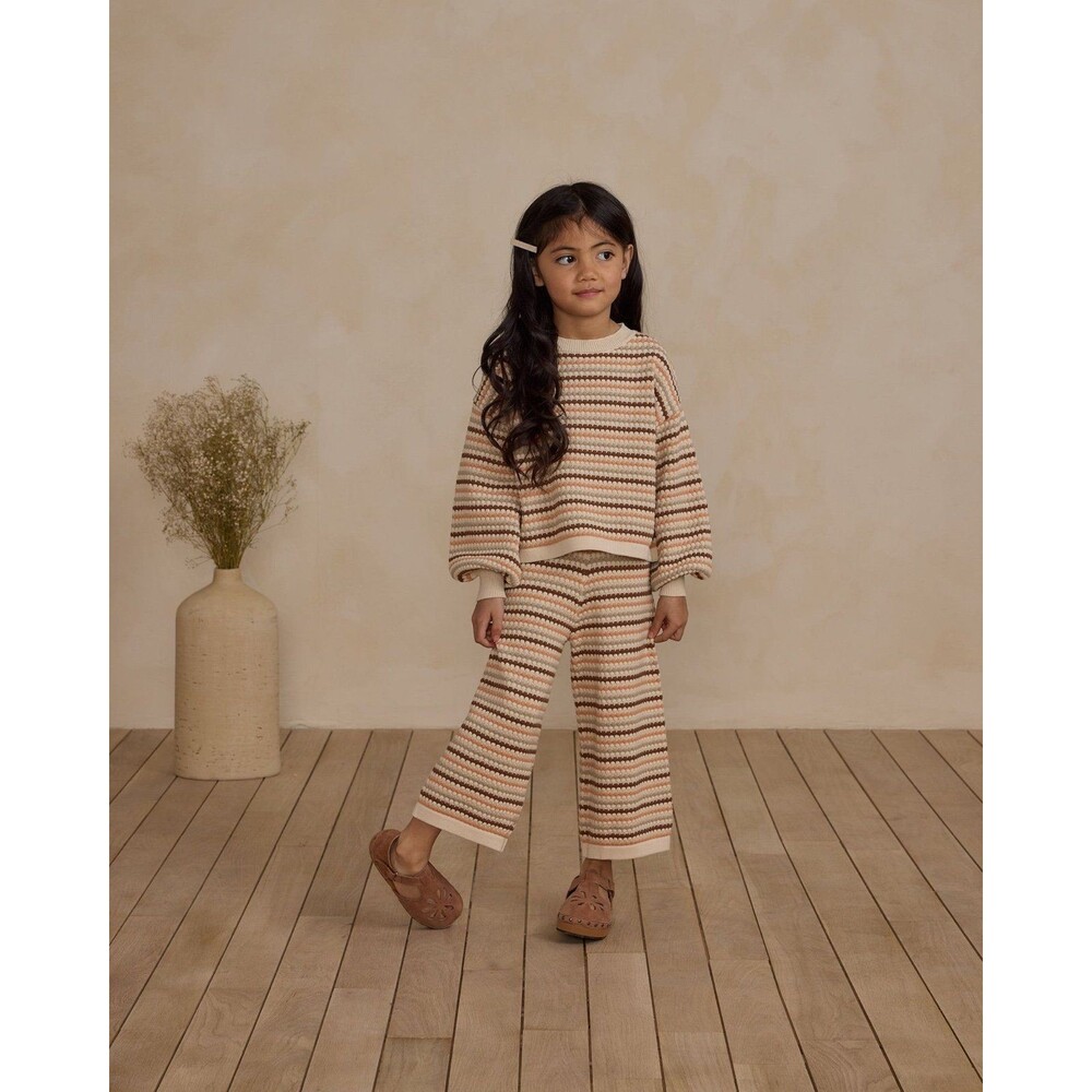 Rylee + Cru Boxy Crop Sweater and Shorts Set Honeycomb Stripe 10/12